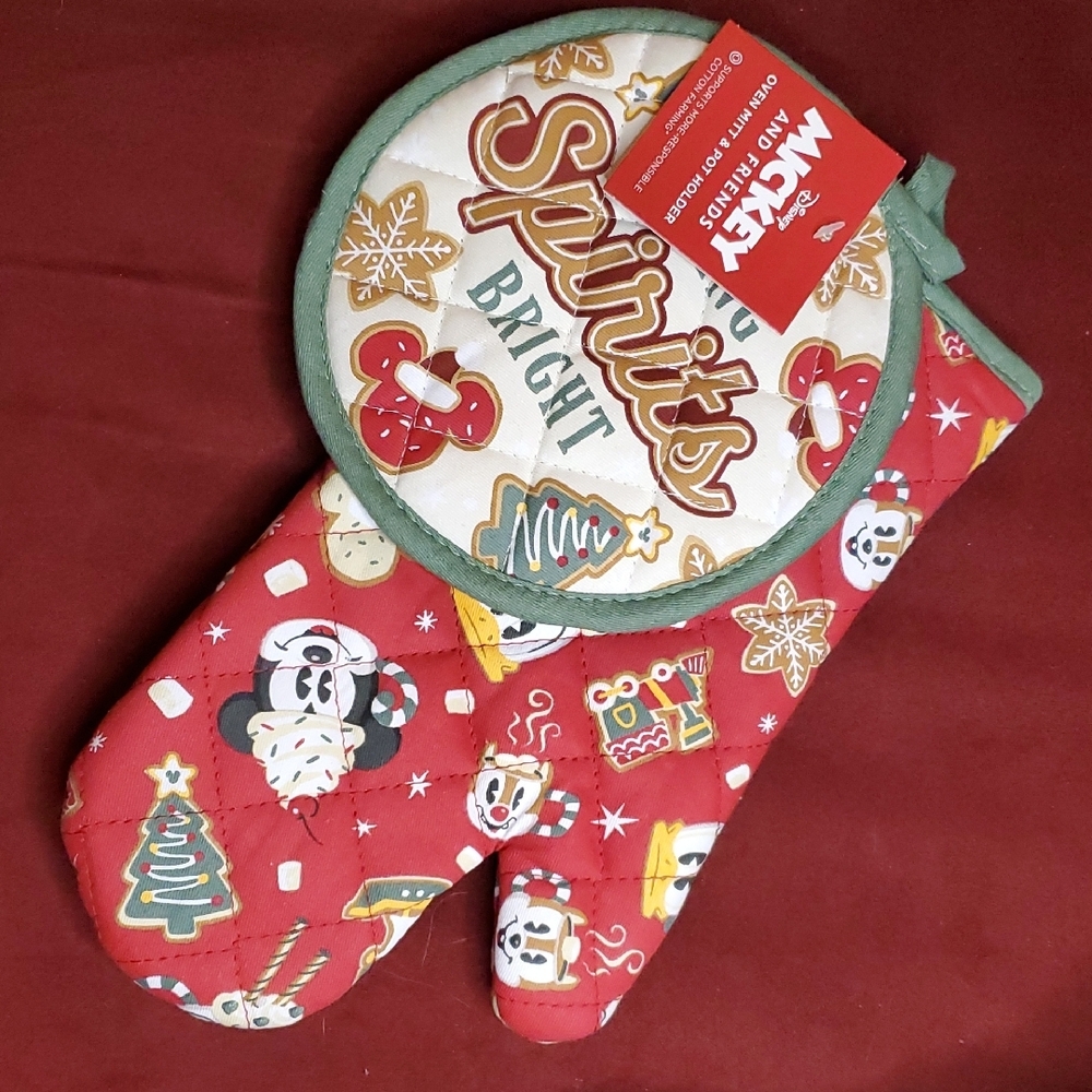 Mickey Mouse Holiday Oven Mitt Set‎ - Red